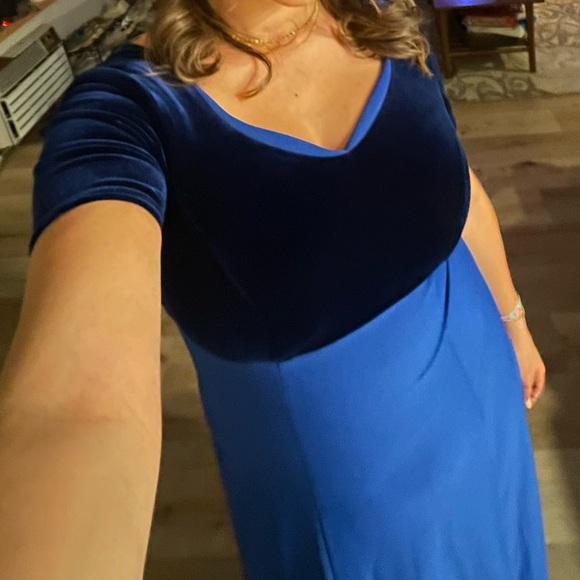 90s style prom dress- royal blue with velvet - size 6 but fits a size 12 - Picture 3 of 4